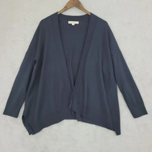 Loft Womens ACardigan Sweater M Wool Blend Navy Open front 25CT - Picture 1 of 6